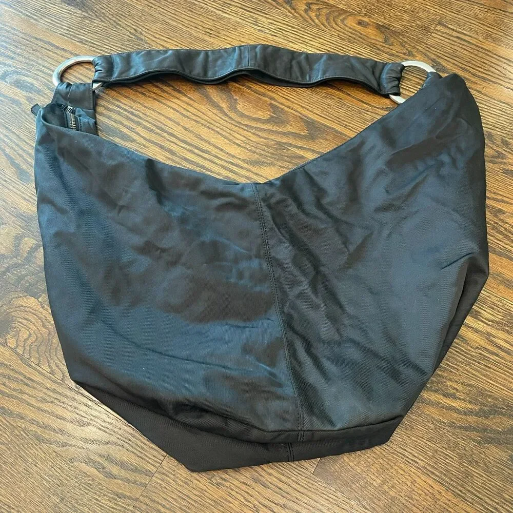 LULULEMON ATHLETICA Large Crescent Half Moon Black Nylon Hobo Sling Diaper Bag